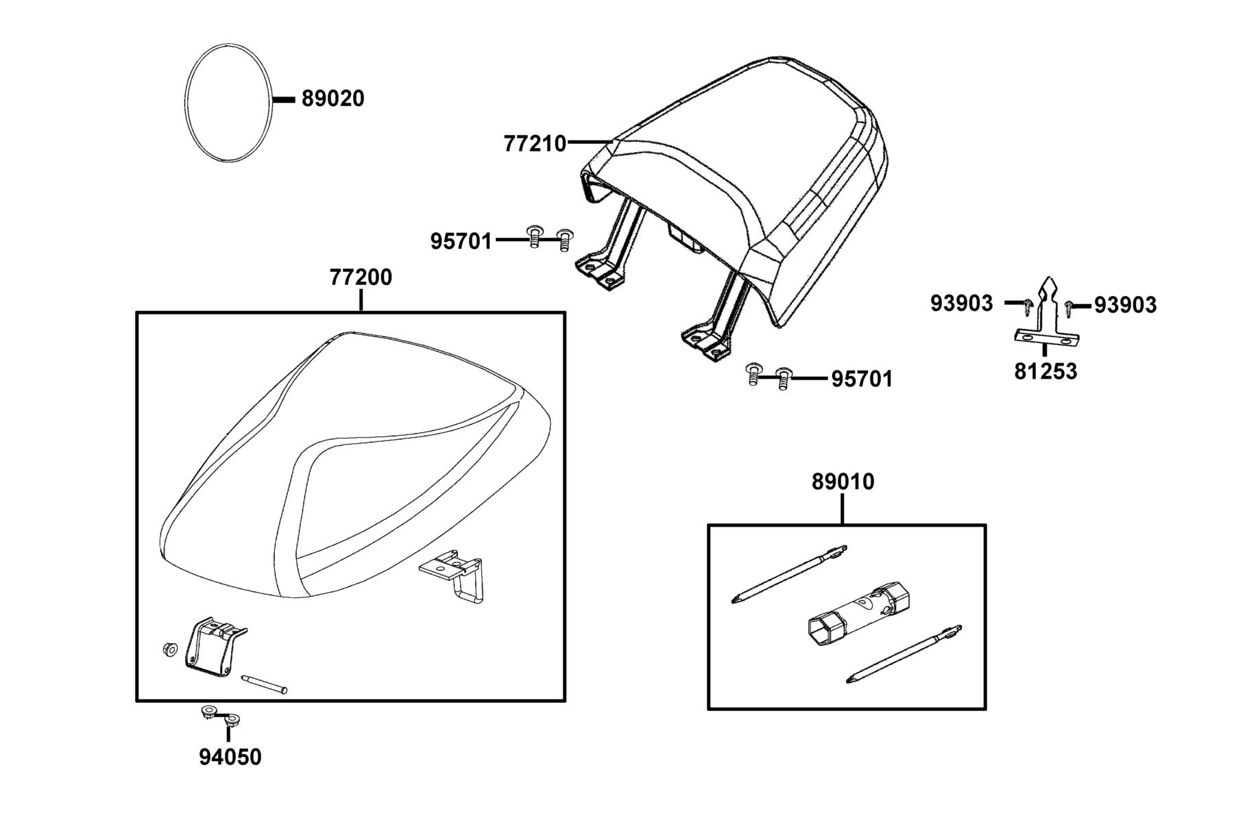 SUPER 8 50X (2020) Seat parts diagram